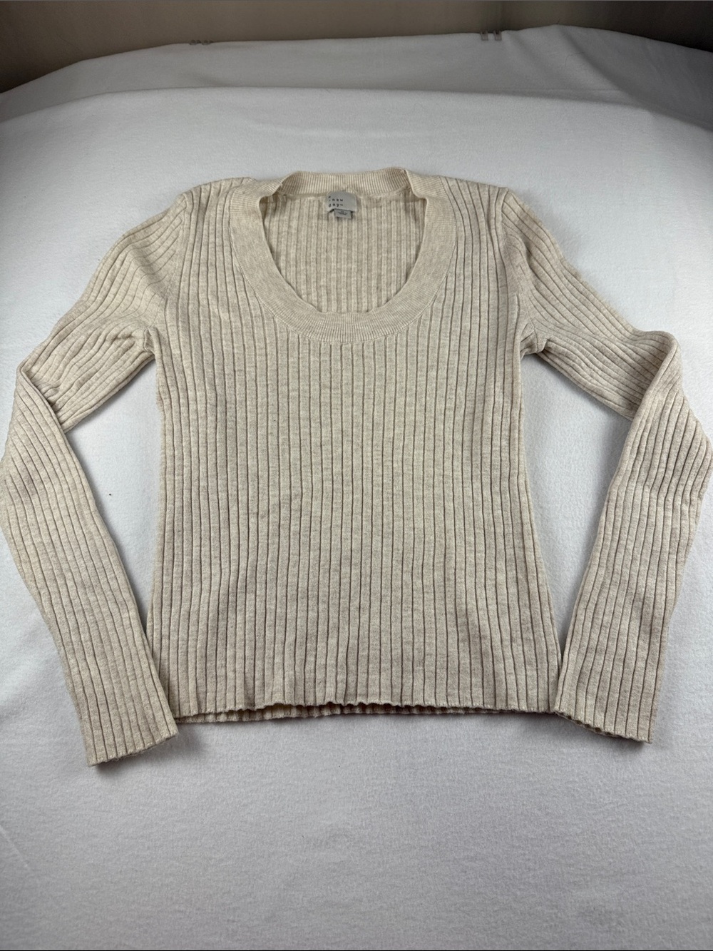 A New Day Classic Ribbed Scoop Neck Sweater - Cream 325